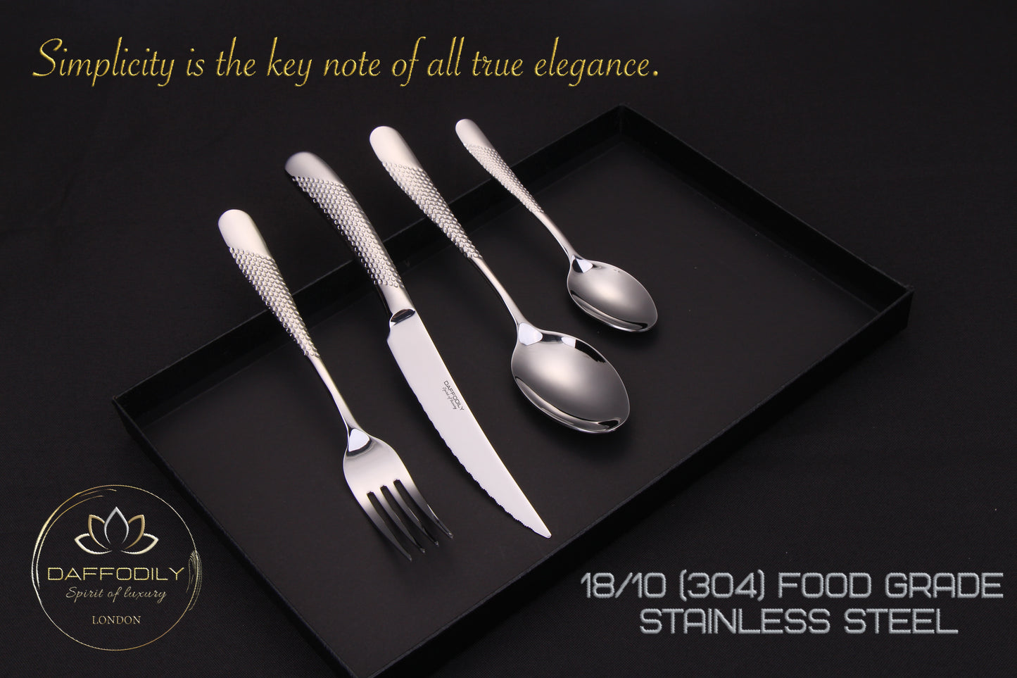 Signature luxury stainless steel cutlery set – modern silver 18/10 flatware with elegant design