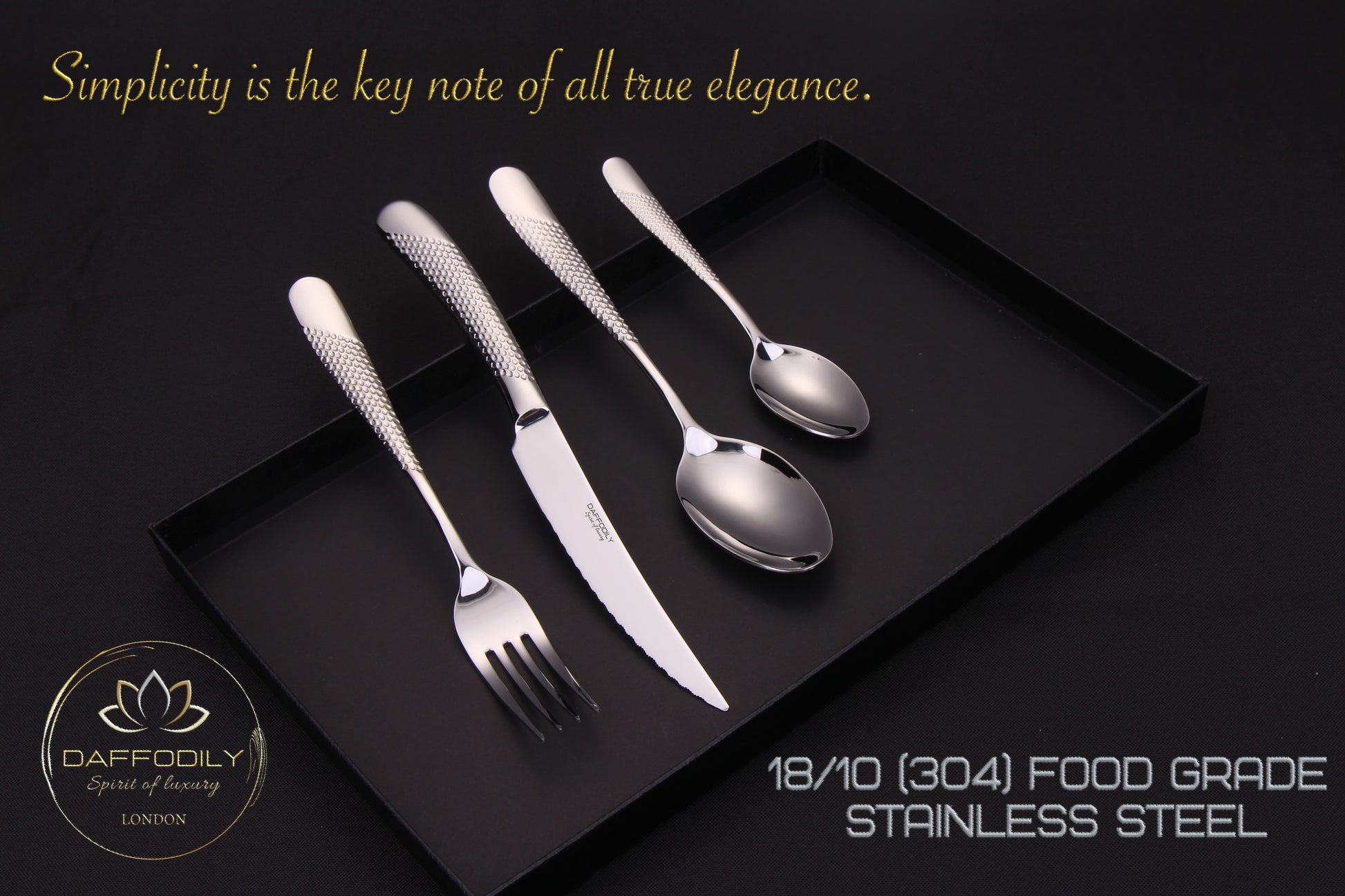 Signature luxury stainless steel cutlery set – modern silver 18/10 flatware with elegant design
