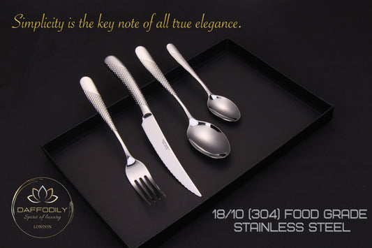 Signature luxury stainless steel cutlery set – modern silver 18/10 flatware with elegant design