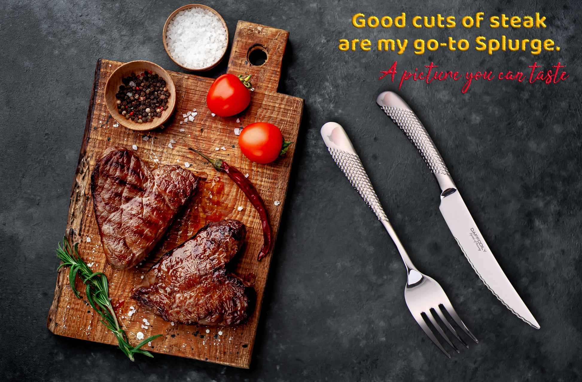 Signature luxury cutlery set displayed with red and gold gift packaging for holidays and special occasions