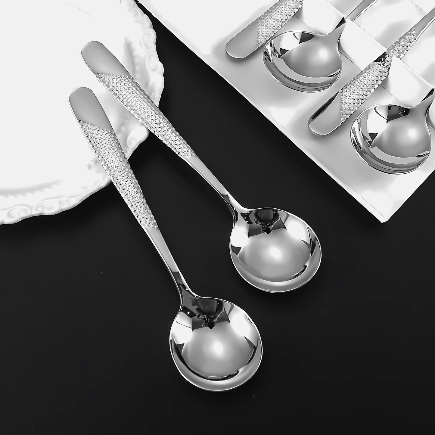 Luxury Signature Soup Spoons - Set of 6 | Premium 304 Stainless Steel