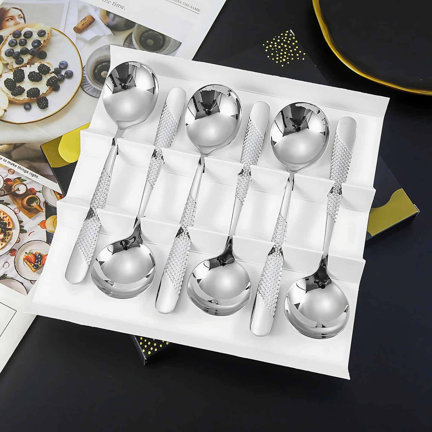 Luxury Signature Soup Spoons - Set of 6 | Premium 304 Stainless Steel