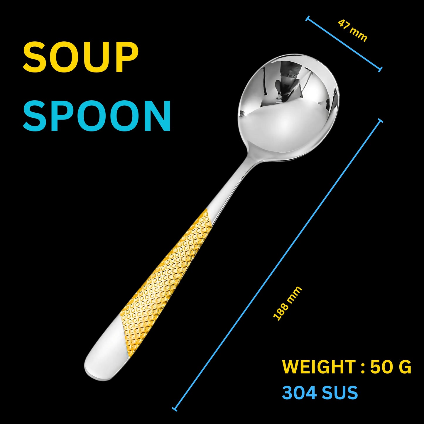 Luxury Signature Soup Spoons - Set of 6 | Premium 304 Stainless Steel